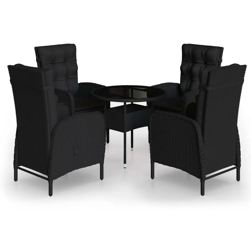 vidaXL 5-delige Tuinset poly rattan zwart, foto 3