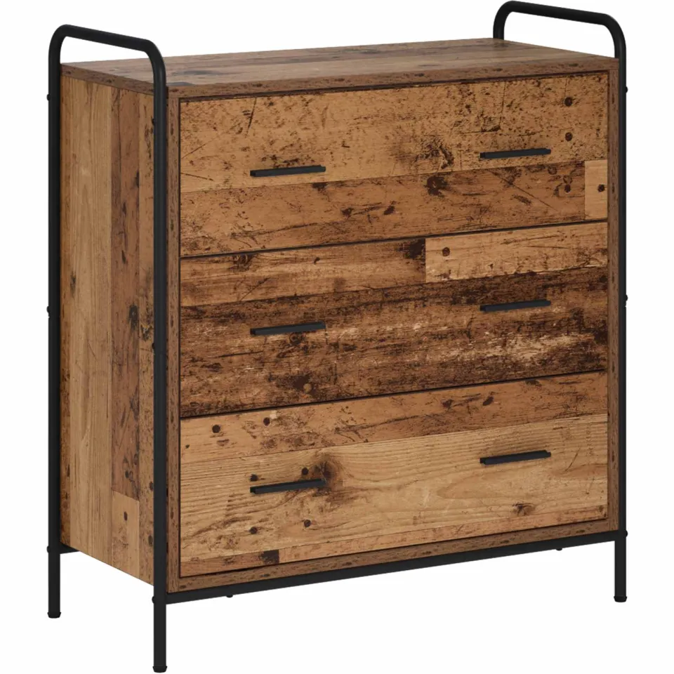 vidaXL Dressoir Oud hout 97 x 33 x 81 cm Bewerkt hout bruin, foto 3
