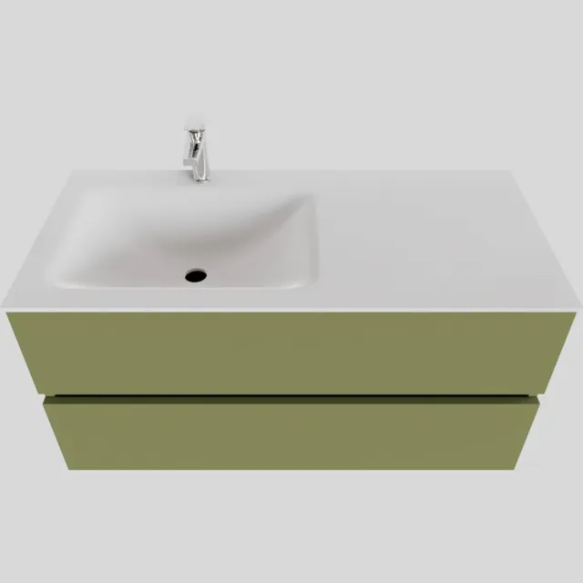 Boss & Wessing Badkamermeubel Solid Surface BWS Oslo 100x46 cm Links Mat Groen (met 1 kraangat)