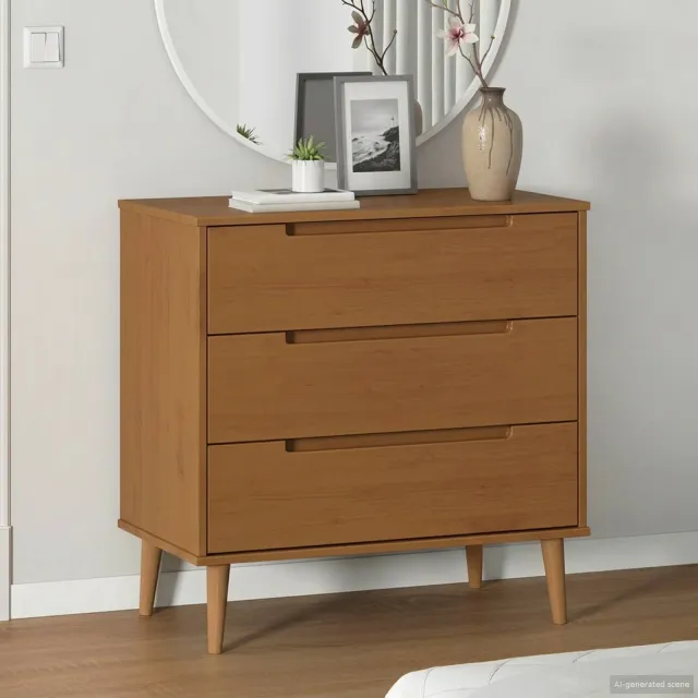 vidaXL Ladekast MOLDE Caramel 80 x 40 x 80 cm Massief grenenhout bruin