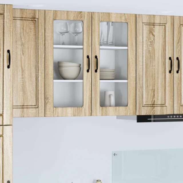 vidaXL Wandglas cabinet PORTO Sonoma Eiken 80 x 31 x 80 cm Bruin