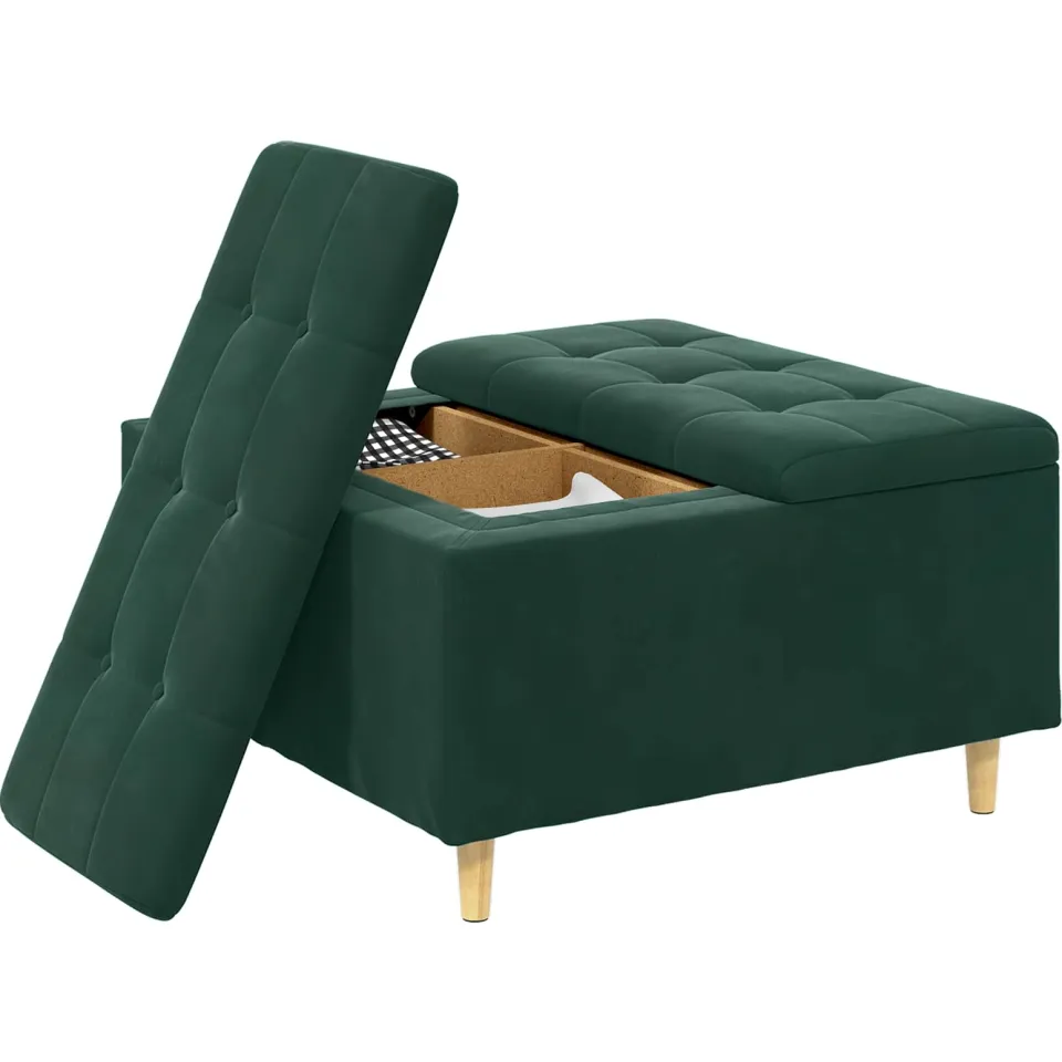 vidaXL Ottoman met Opbergruimte Donkergroen 80 x 80 x 45 cm Fluweel