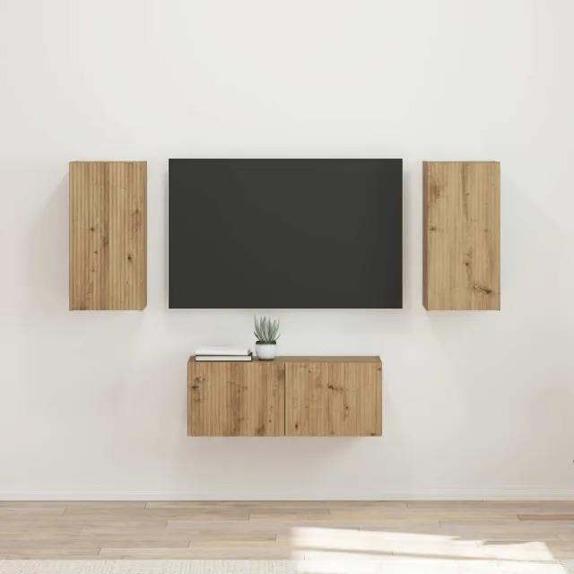 vidaXL Tv-meubelset 6 st Artisan Eiken Bewerkt hout Bruin