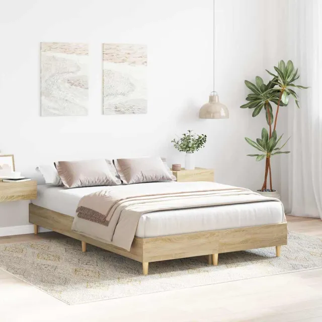 vidaXL Bedframe Sonoma 137 x 190 cm Bewerkt hout Bruin