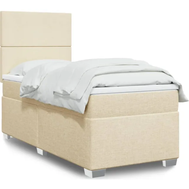 vidaXL Boxspring met matras stof crèmekleurig 90x190 cm