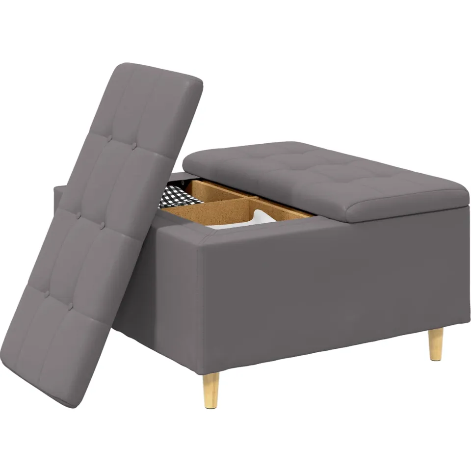 vidaXL Ottoman met Opbergruimte Grijs 80 x 80 x 45 cm Kunstleer
