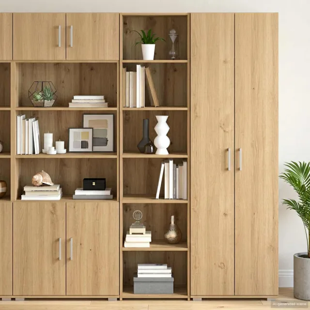 vidaXL Dressoir Artisanaal eiken 45 x 41 x 185 cm Bewerkt hout Bruin