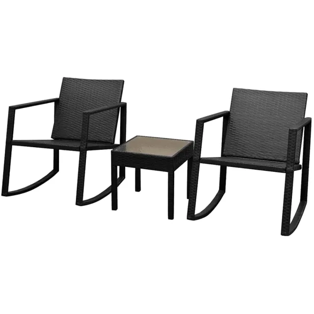 vidaXL 3-delige Bistroset poly rattan zwart