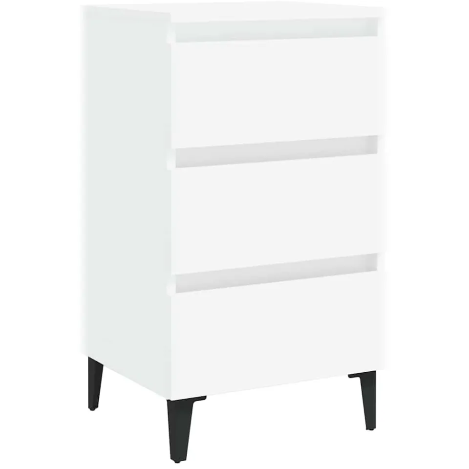 vidaXL Nachtkastje met metalen poten 40x35x69 cm wit, foto 3
