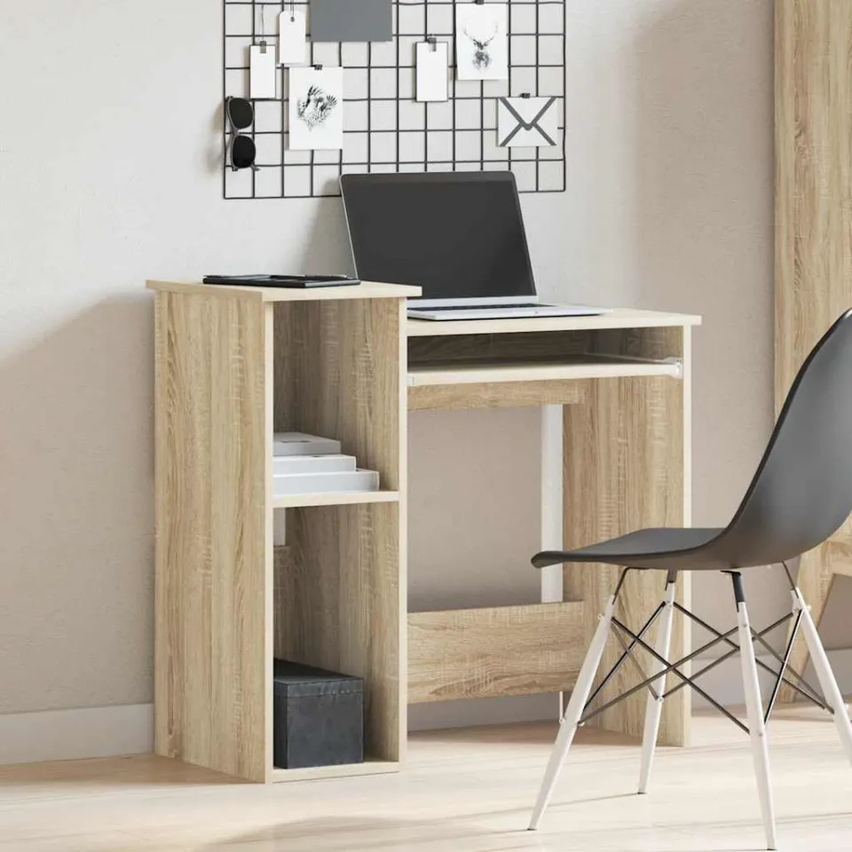 vidaXL Bureau met schappen 84x40x78 cm bewerkt hout sonoma eikenkleur, foto 2
