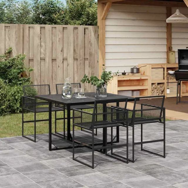 vidaXL 5-delige Tuinset poly rattan zwart, foto 2