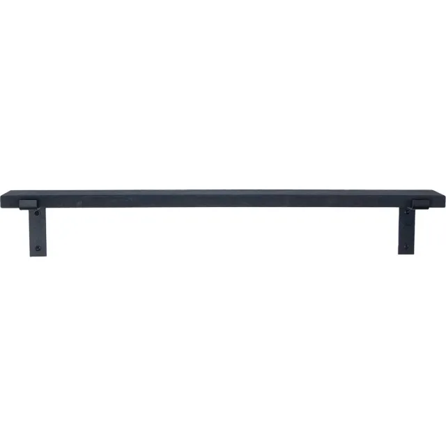 GoudmetHout Wandplank Industrieel - 220 x 10 cm Muurplank - Zwart Eiken Hout - Decoratie Wandrek & Boekenrek - Hangplank Keuken - Wall Shelf + 2 Mat Zwarte Plankdragers van Staal Zwart - Mat zwart - 10 cm