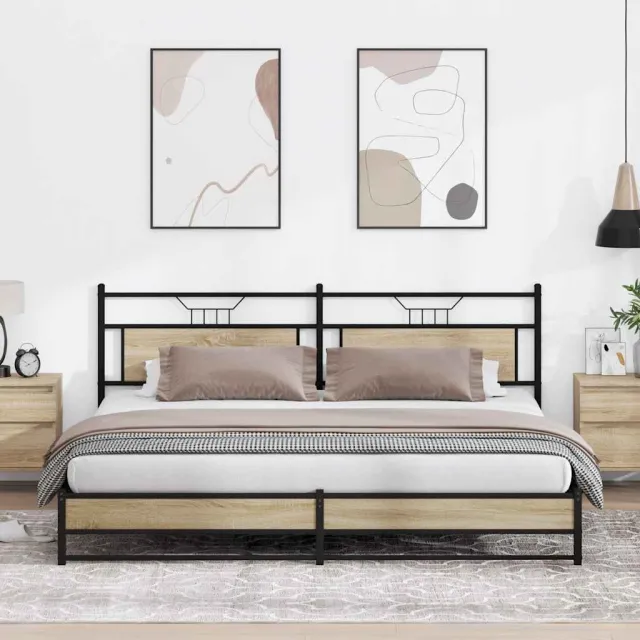 vidaXL Bedframe zonder matras metaal sonoma eikenkleur 200x200 cm