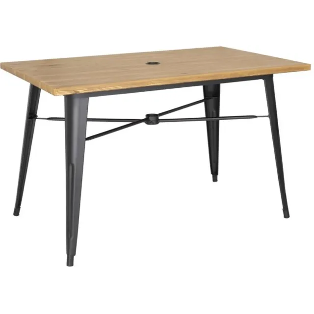 Bolero aluminium outdoor tafel 120x76x76cm licht houtdessin Bruin