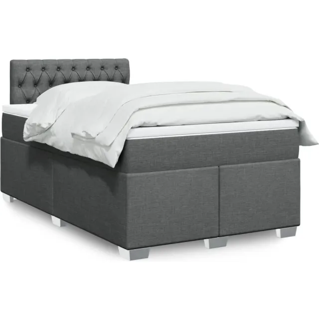 vidaXL Boxspring met matras stof donkergrijs 120x190 cm grijs