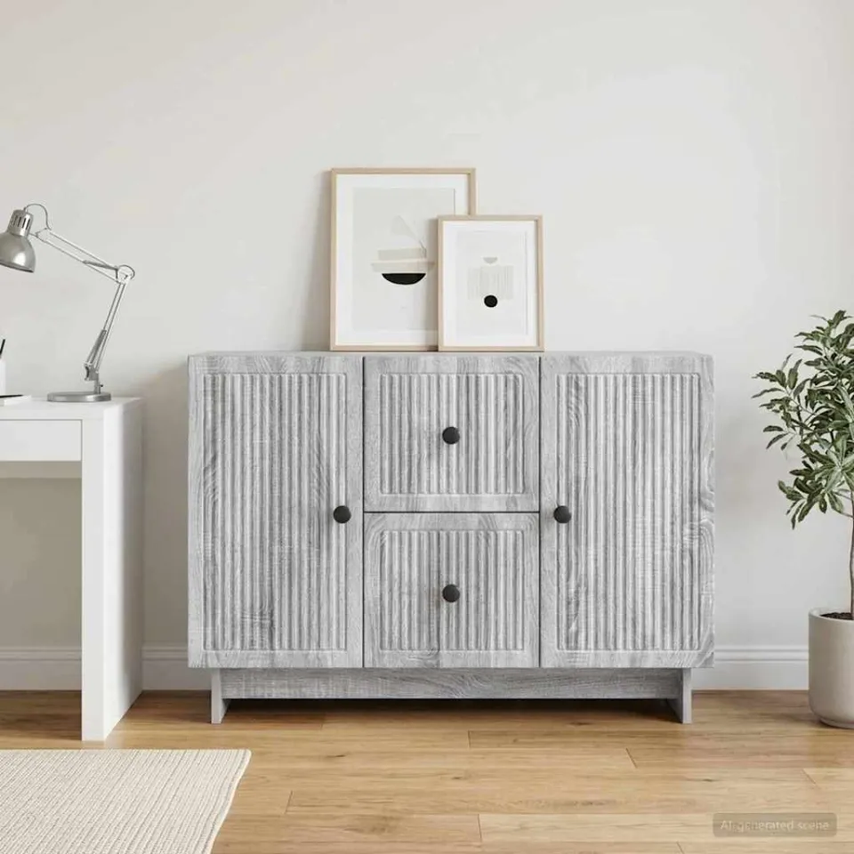 vidaXL Dressoir met lade Grijs sonoma 89 x 34,5 x 60 cm Bewerkt hout, foto 3