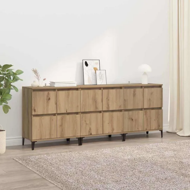 vidaXL Dressoirs 3 st Artisan Eiken 60 x 35 x 70 cm Bewerkt hout Bruin