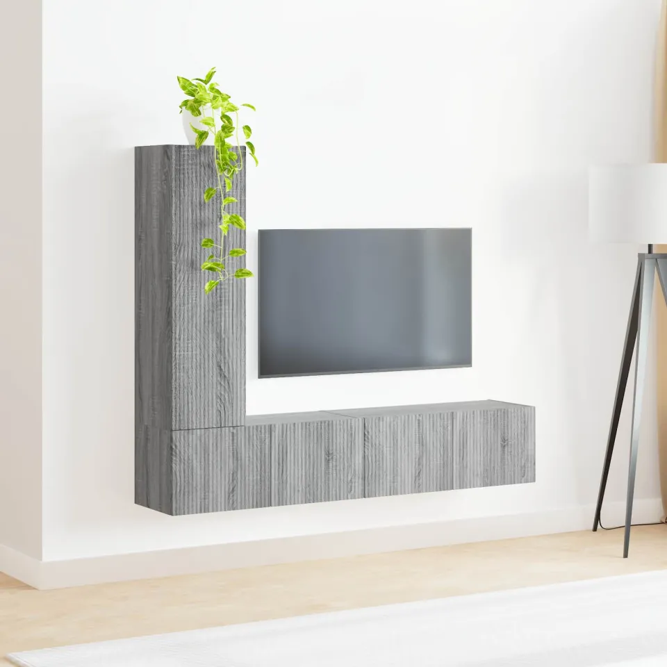 vidaXL Tv-meubelset 3 st Grijs Sonoma Bewerkt hout, foto 3
