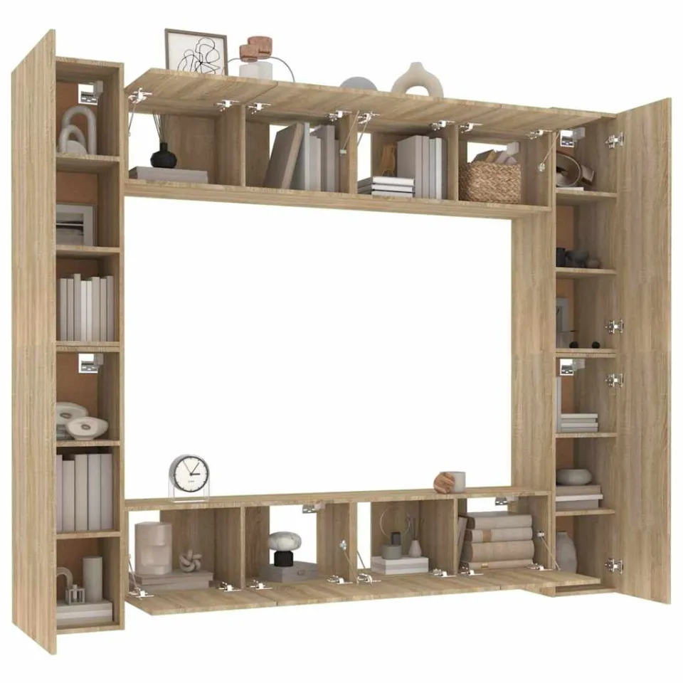 vidaXL 8-delige Tv-meubelset bewerkt hout sonoma eikenkleurig Bruin