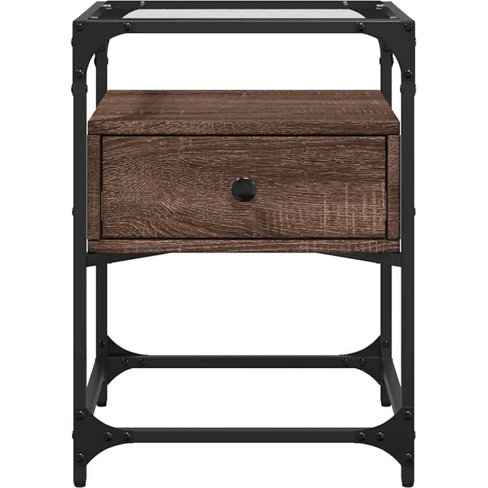 vidaXL Nachtkastjes 2 st 40x40x55 cm bewerkt hout bruin eikenkleurig