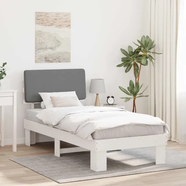 vidaXL Bedframe met Gevoerd Hoofdgedeelte Lichtgrijs 90 x 200 cm