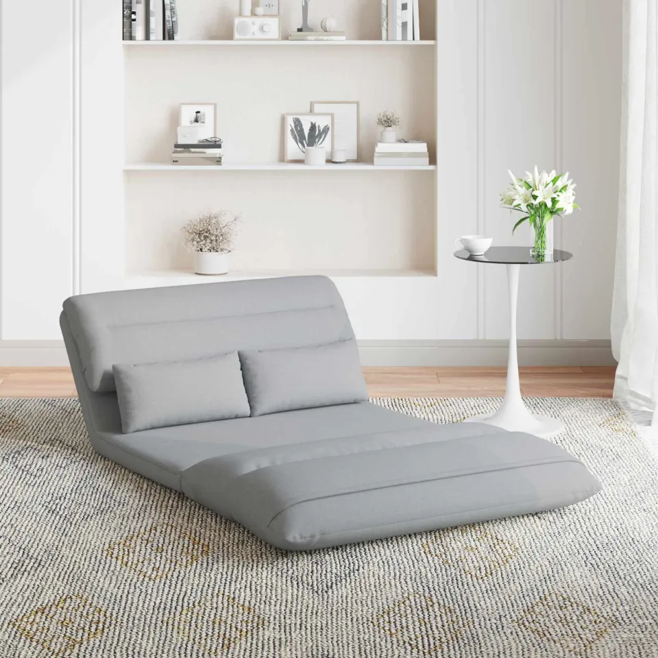 vidaXL Verstelbare vlo stoelen Lichtgrijs Stof, foto 3