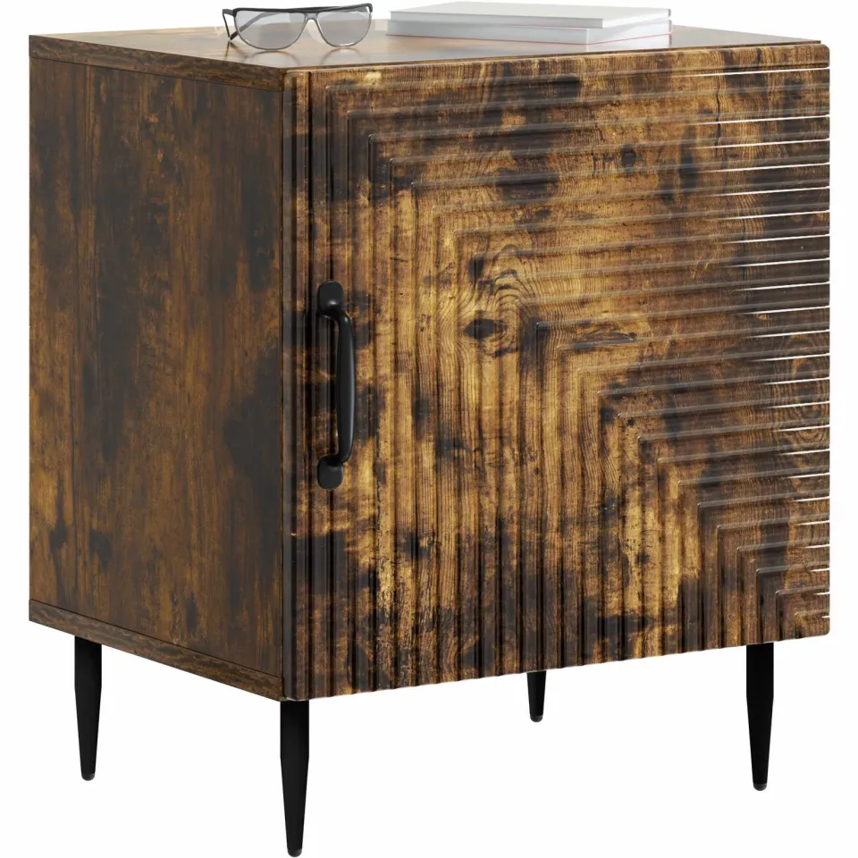 vidaXL Nachtkastje Gerookt eiken 43 x 34,5 x 50 cm Bewerkt hout Bruin