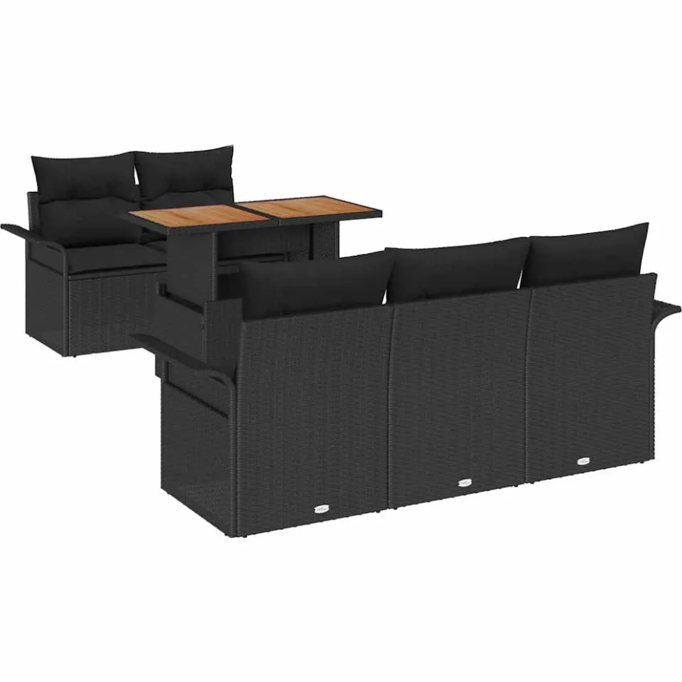 vidaXL Tuin Sofa Set 6 st Zwart Poly riet