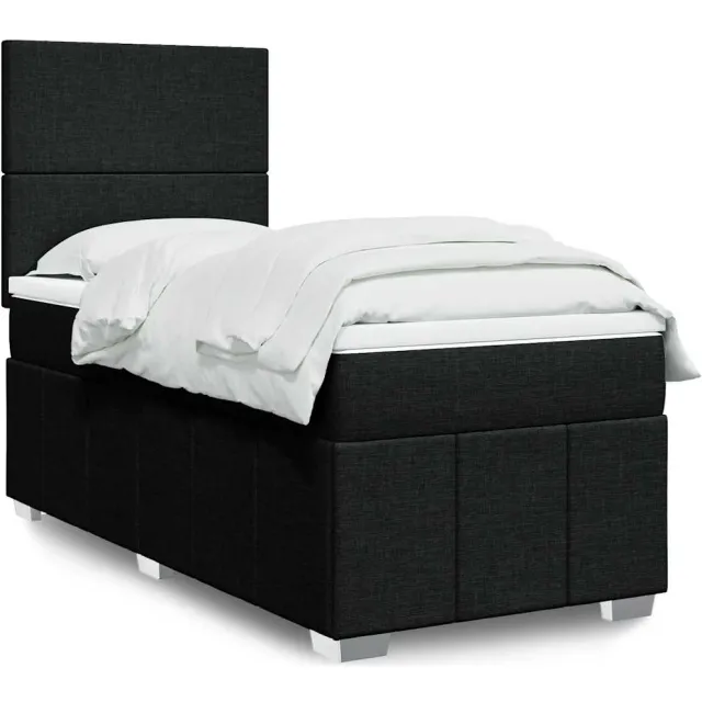 vidaXL Boxspring met matras stof zwart 90x200 cm