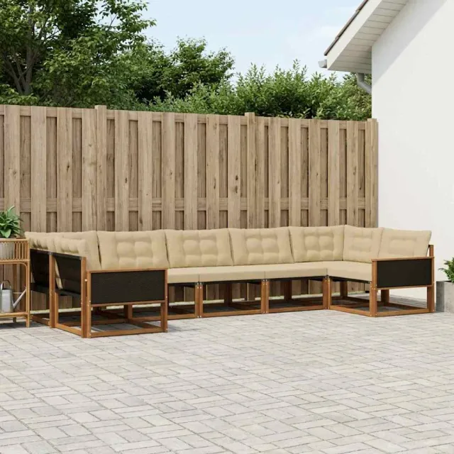 vidaXL Buiten bankenset 7 st 7-zits Natuurlijk en Beige