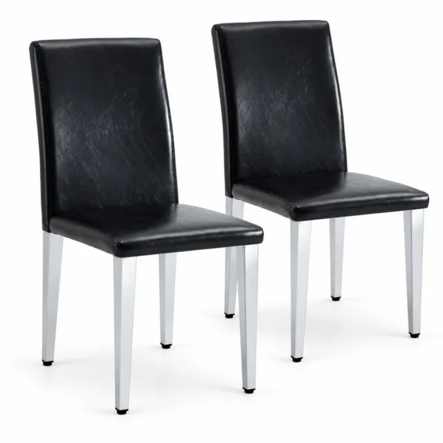 City long dragon LONG DRAGON - Eetkamerstoelen - Set van 2 - Zwart+Zilver - Metalen poten en gebogen rugleuning