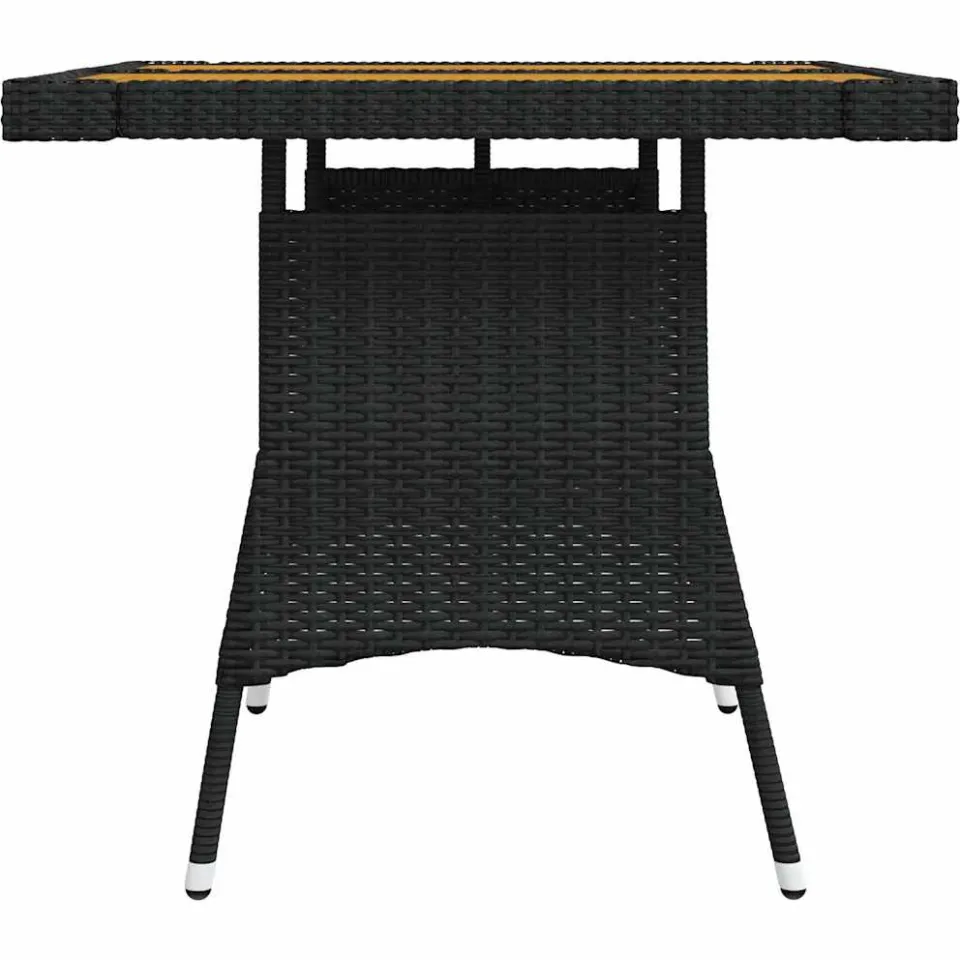vidaXL Tuintafel 70x70x72 cm poly rattan en massief acaciahout zwart, foto 4