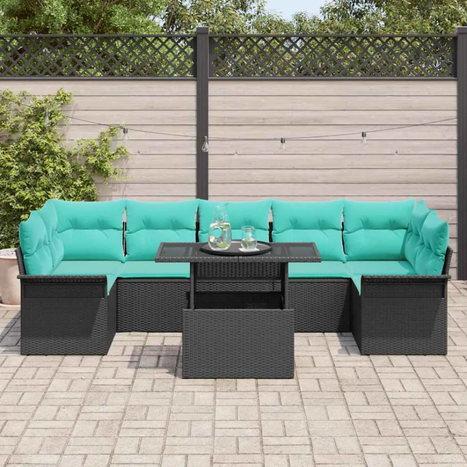vidaXL Tuin Sofa Set 8 st Zwart [Synthetisch]: Poly Rattan, foto 3