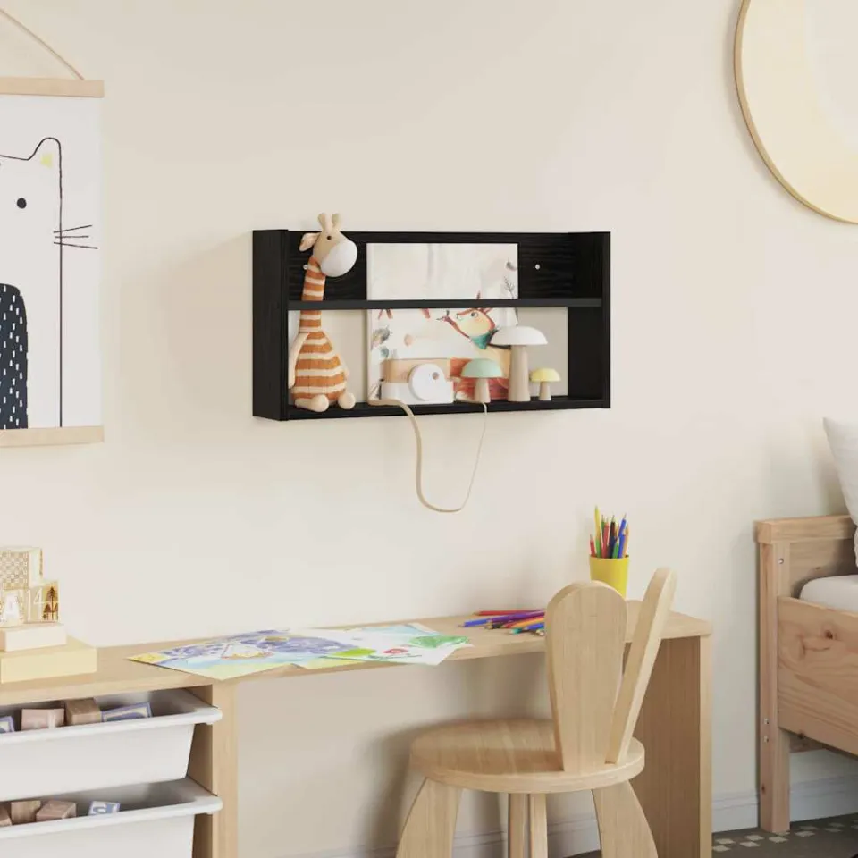 vidaXL Tijdschrift Rek Zwart Eiken 60 x 12 x 30 cm Bewerkt hout, foto 4