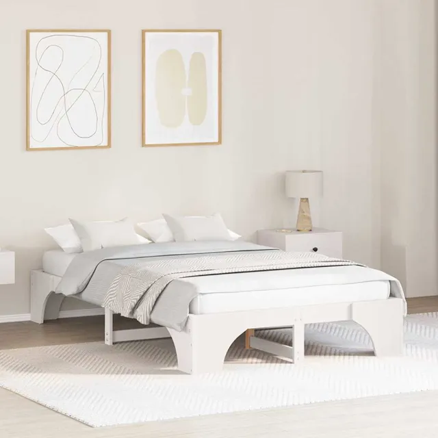 vidaXL Bedframe Wit 120 x 200 cm Massief grenenhout