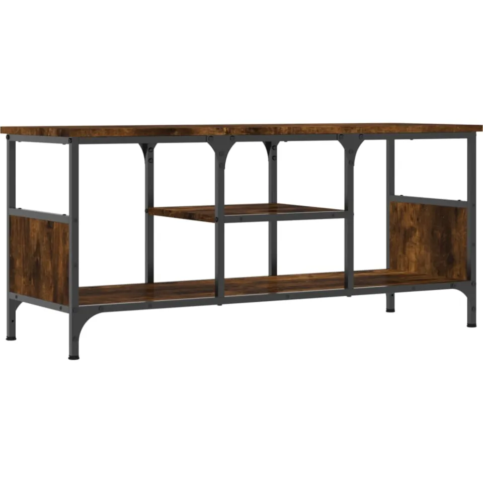vidaXL Tv-meubel 100x35x45 cm bewerkt hout en ijzer gerookt eikenkleur, foto 3