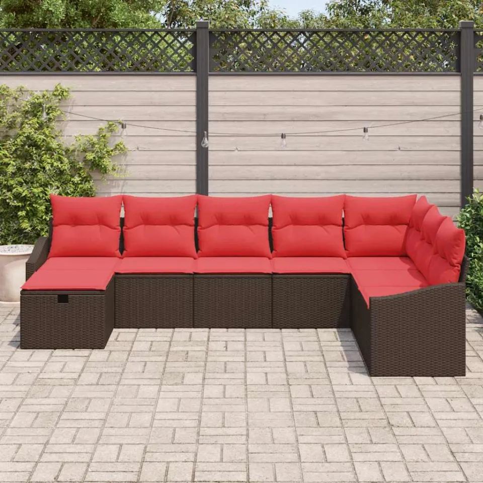vidaXL Tuin Sofa Set 8 st poly rattan grijs, foto 3