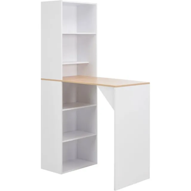 vidaXL Bartafel - met - kast - 115x59x200 - cm - wit Wit en bruin