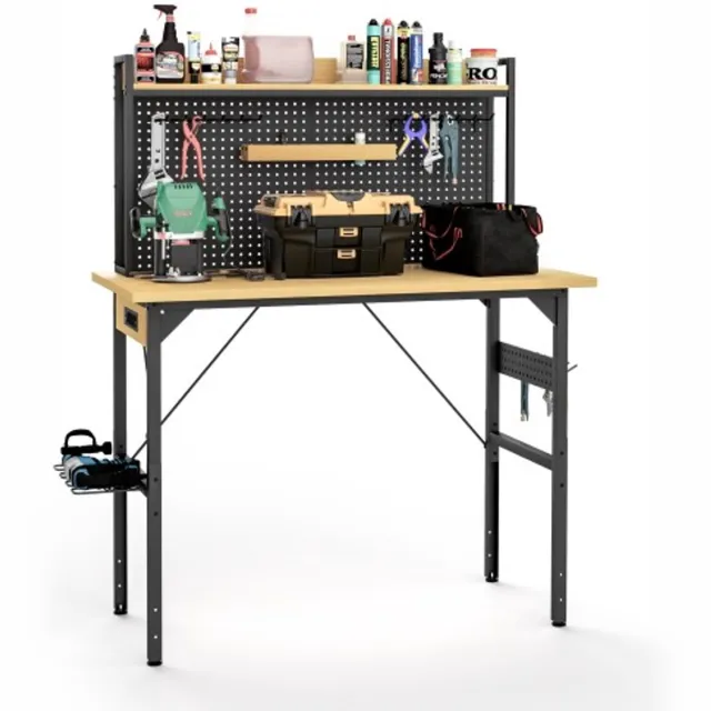 YYchan bureau - zwart - 120 x 60 x 155,5 cm - met lade - met wielen - met stopcontact