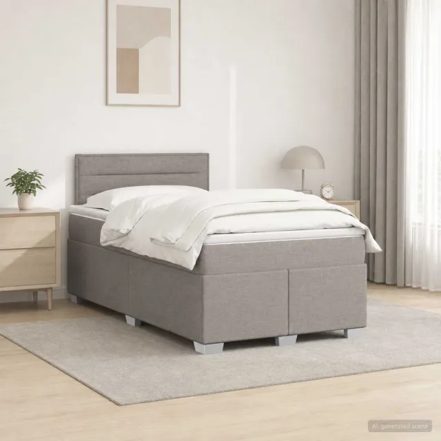 vidaXL Boxspring Bed met Matras en LED Taupe 120 x 200 cm Stof