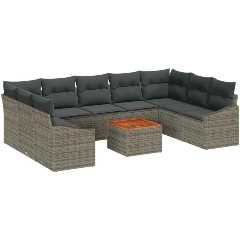 vidaXL Tuinbankenset 10 st Grijs poly rattan