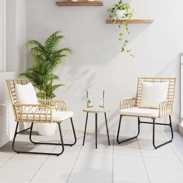 vidaXL Tuin eettafelset 3 st Bruin en Crème poly rattan, foto 2