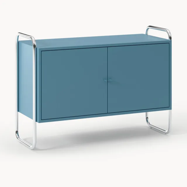 Westwing Collection Metalen dressoir Robyn Blauw, Zilverkleurig