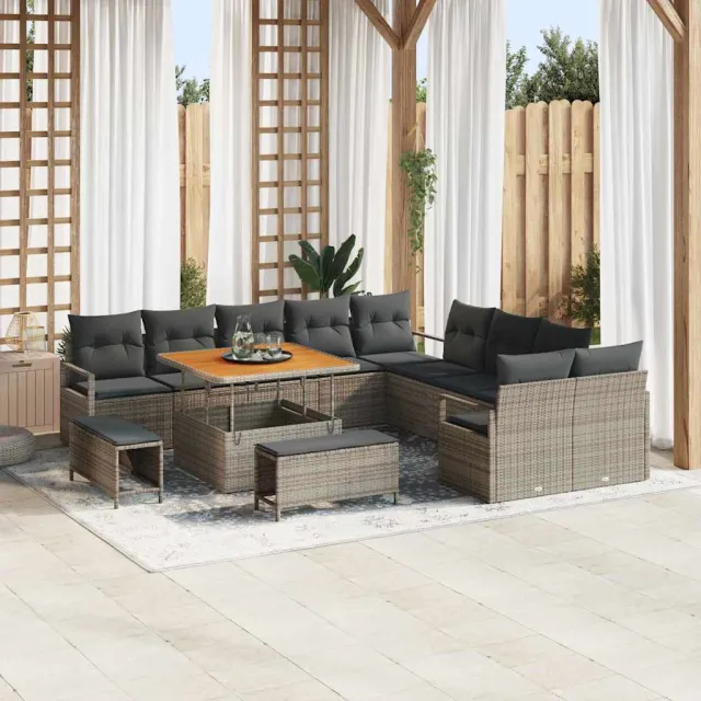 vidaXL Tuinbankenset 13 st Grijs poly rattan, foto 2