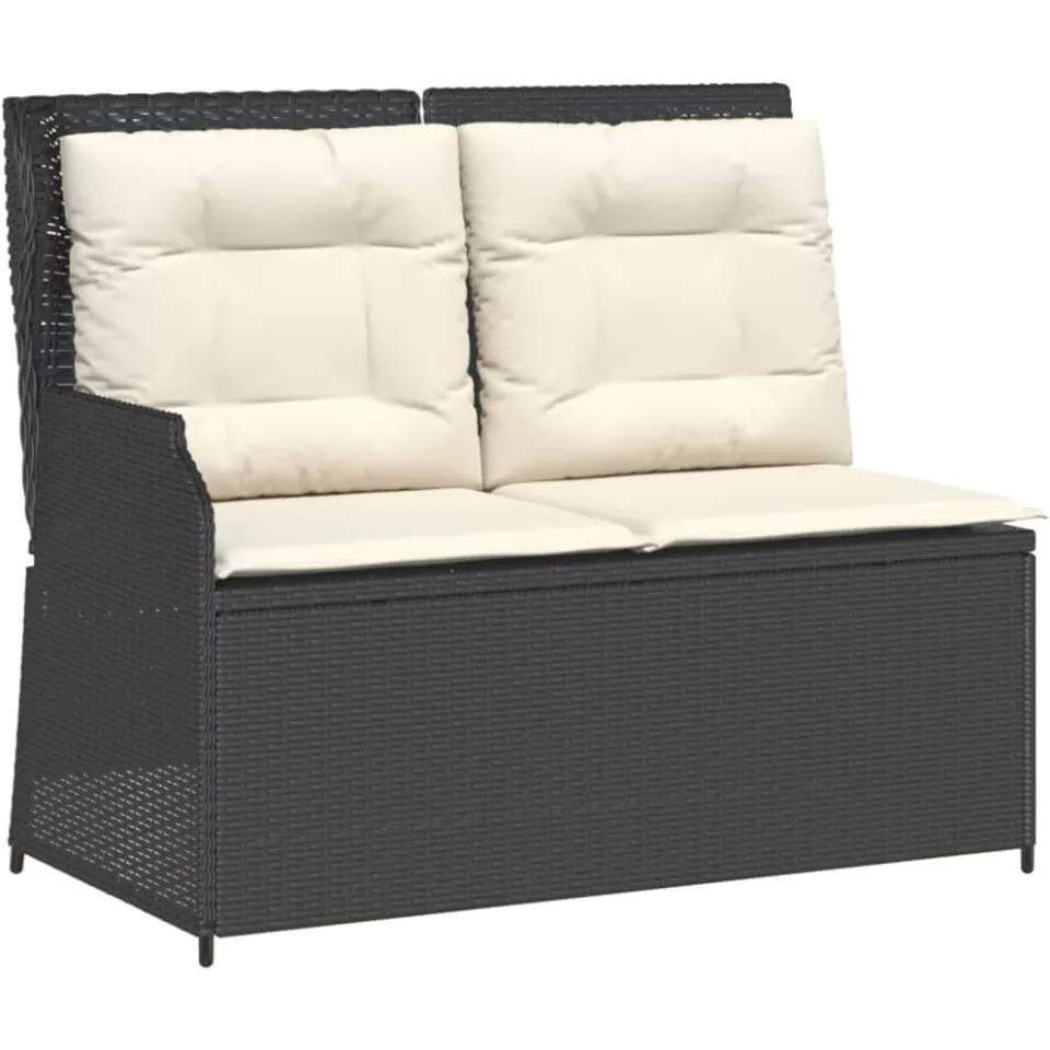 vidaXL 5-delige Loungeset met kussens poly rattan zwart