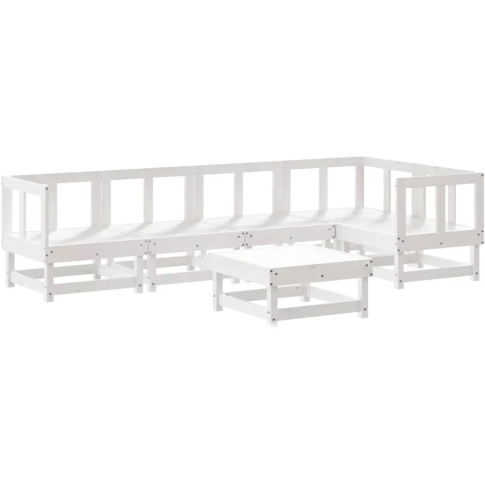 vidaXL 6-delige Loungeset met kussens massief hout wit