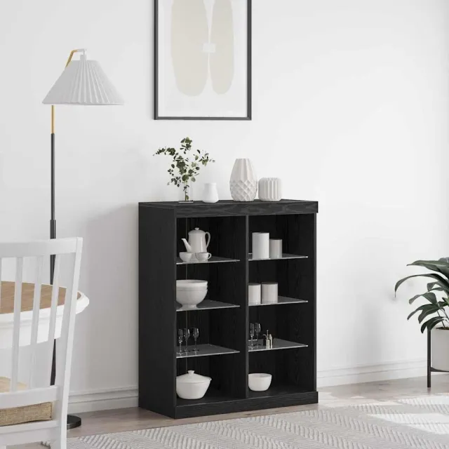 vidaXL LED Sideboard Zwart eiken 81 x 37 x 100 cm Bewerkt hout