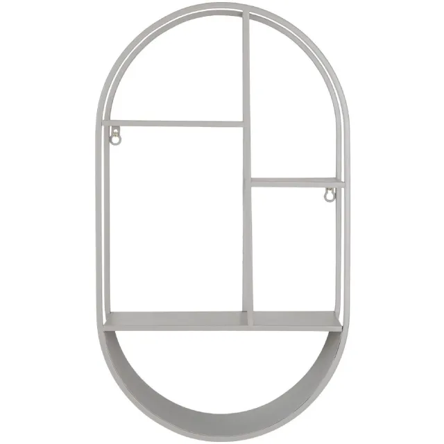Nest of Nora Wandplank ovaal staal 35x15x60 cm - Grijs