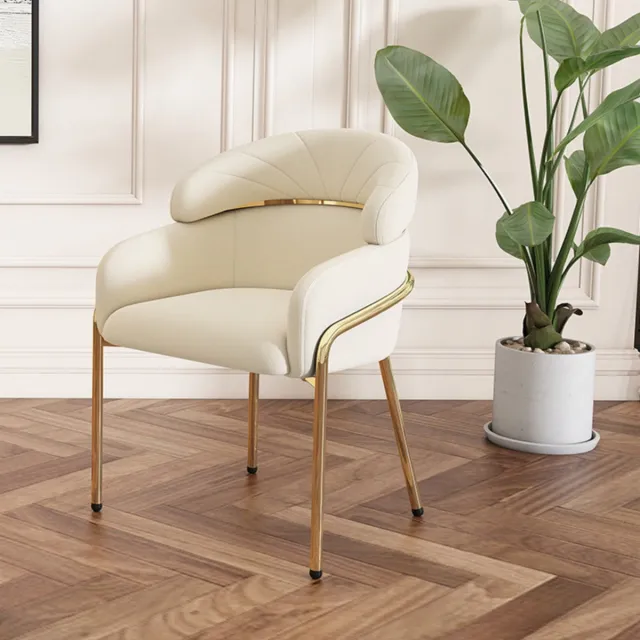 MODFU Eetkamerstoel - Ergonomisch En Veelzijdig - Modern - Voor Woonkamer Of Slaapkamer - Fluweel En Metaal - Beige