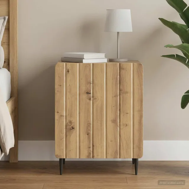 vidaXL Nachtkastje Artisanaal eiken 43 x 34,5 x 52 cm Bewerkt hout, foto 2